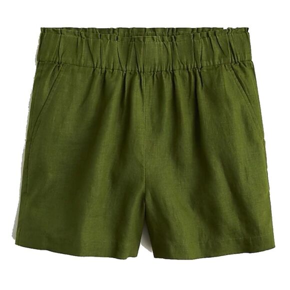 🌿 J.Crew Green Linen Pull-On Shorts – EUC – Elastic Waist – Size XS/S 🌿 - Picture 1 of 5